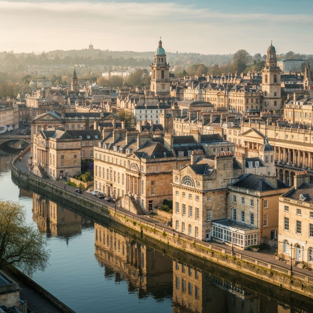Bath city scenic view with historic architecture